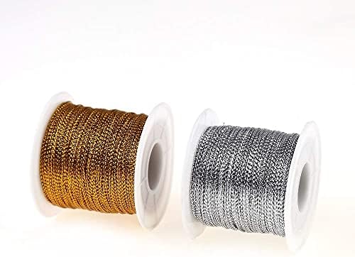 2 Spools 656 Feet Metallic Thread Gold Jewelry Thread Silver Craft String Tinsel String Craft Making Cord