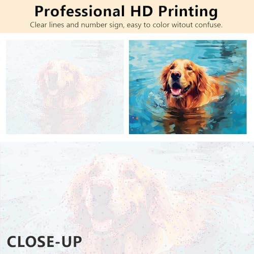 TUMOVO Paint by Number for Adults on Canvas - Puppy and Dog DIY Craft Kit - Animal-Themed Adult Paint-by-Number - 16x20 Inch (Framed)
