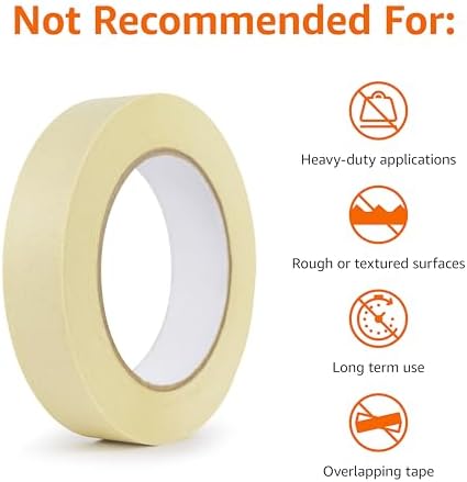 Amazon Basics Masking Tape for Light Duty Applications, Labeling, Easy Removal, Tears by Hand, 0.94" x 180', Beige, 6 Rolls