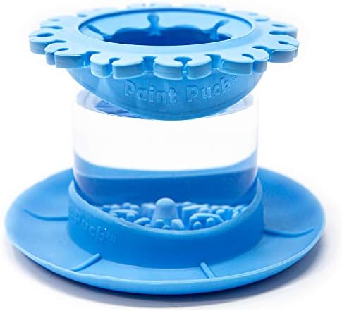 Paint Puck Ultimate Rinse Cup Paint Brush Cleaner, Mug (4 in), Blue | Non-Spill Paint Water Cup & Brush Cleaner, Brush Holder, Squeegee Lips & Drip Tray, Acrylic, Watercolor, Art Supplies