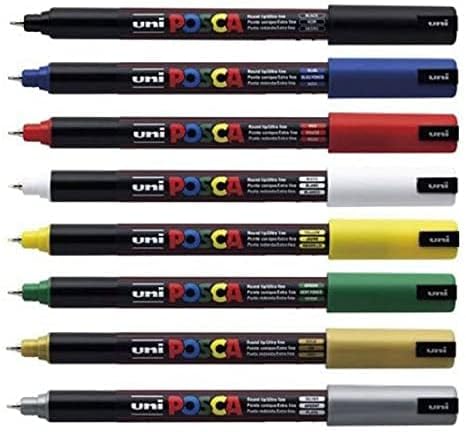 Uni-Ball Uniball POSCA PC-1MR Ultra Fine Marker Pens THE SET OF 8 BEST SELLERS
