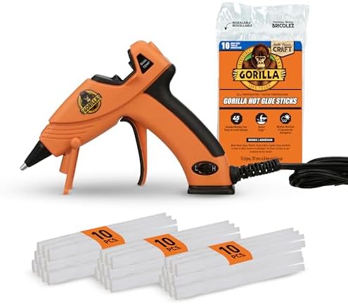 Gorilla Mini Hot Glue Gun Kit, Dual Temp, Includes 30 Sticks