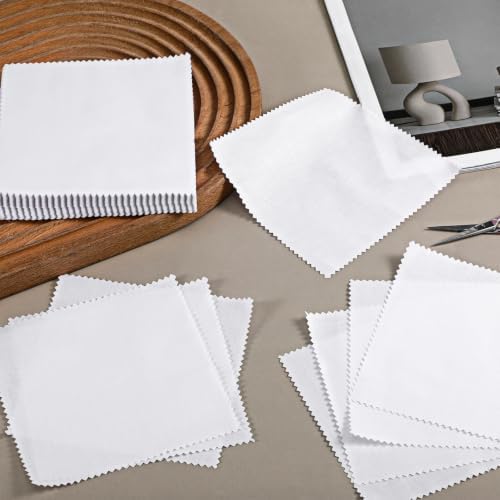 300 Pack 5-inch Cotton Fabric Squares, 5″ Precut Cotton Fabric Squares, Solids White Charm Pack, White