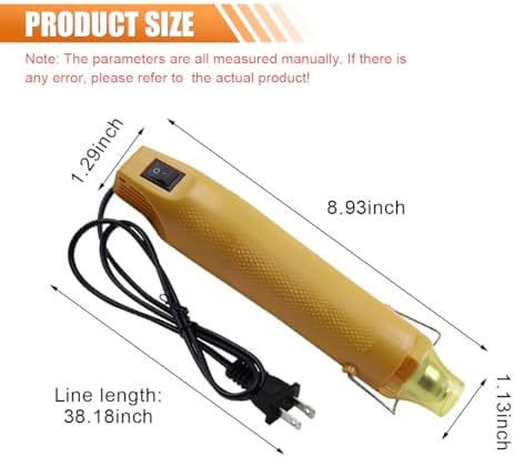 220V 300W Mini Heat Gun, Portable Electric Hot Air Gun with Stand & Power Cord, Handheld Heating Tool for Car Vinyl Wrap, Drying Paint, Epoxy Resin, DIY Embossing(Gold)