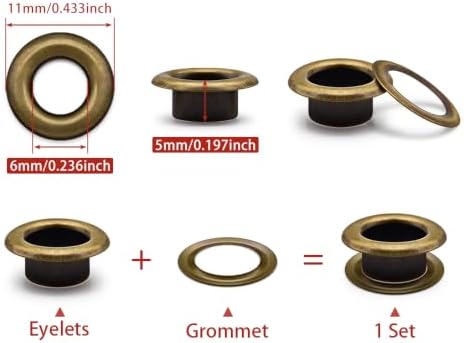SEMINI 400 Sets 6mm Bronze Grommet Eyelet Kit for Fabric Leather Crafts