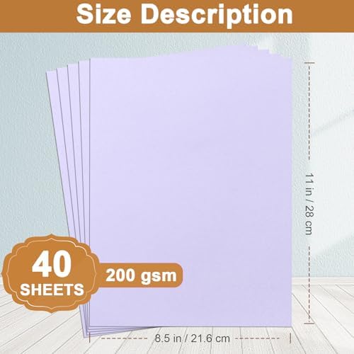 Silunkia 40 Sheets Light Purple Cardstock 8.5 x 11 Certificate Paper 75lb