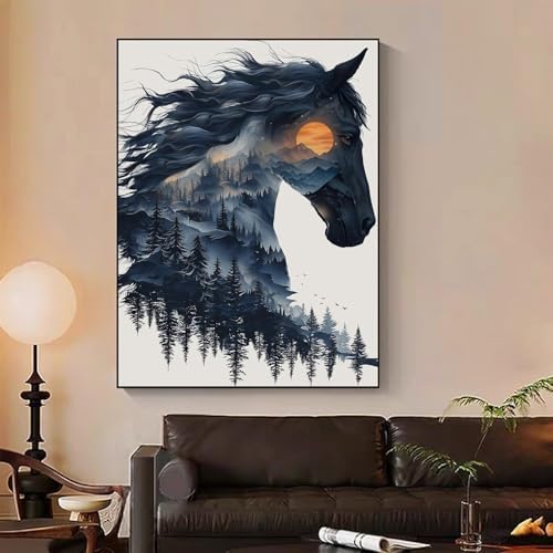 xcemhil Horse Paint by Numbers Kit for Adults, Horse Painting by Numbers, Adult Paint by Number Kits Suitable for Gifts and Interior Decor 16x20 Inch