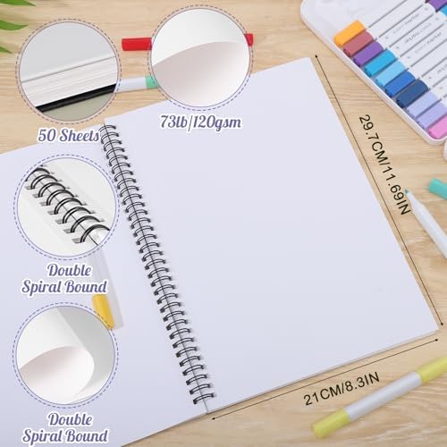 8.3×11.7In Marker Paper Pad, 50 Sheets Bleed-Resistant Paper, Spiral Bound