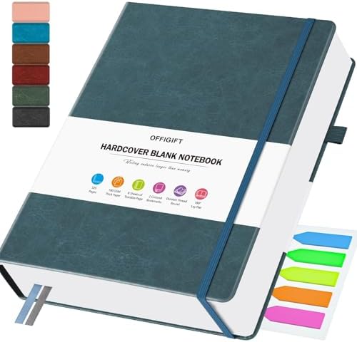 Blank Journal, Hardcover Sketchbook, 320 Pages, Leather Blank Notebook, A5