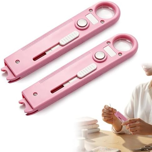 Quick Automatic Needle Threader for Sewing Machine, 2026 4-in-1 Sewing Threader Tool with Seam Ripper, Needle Threader, Magnifier, and Ruler, Magnetic Sewing Accessory for Quilting and Stitching, 2pcs