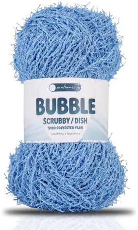 Makromecity Bubble Scrubby Yarn - 100% Premium Polyester Yarn for Crocheting and Knitting - 3.5 Oz (100g), 98 Yds (90m) - Ideal for Dishcloths, Crafting & Bath Washcloths (Baby Blue, 1 Skein)