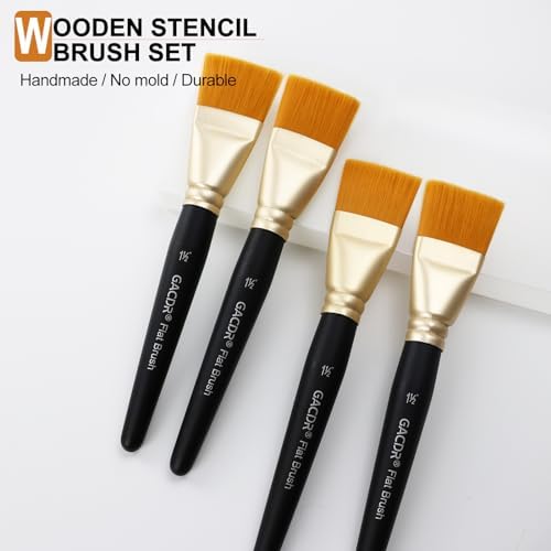 Large Flat Paint Brushes, 4pcs 1.5 Inch Craft Paint Brush Set for Acrylic