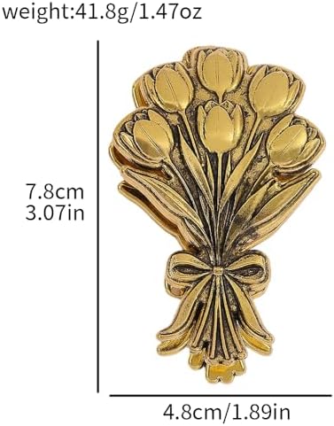 Vintage Plant Metal Bookmark Clips - Tree of Life/Tulip/Ginkgo Leaf Journal Clips, Traveler's Notebook Accessories, an Ideal Gift for Book Lovers and journaling Enthusiasts (Tulip Style B)