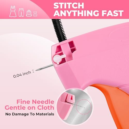 Stitch Gun for Clothes - Handheld Stitch Gun Quick Clothing Fixer - Tagging Gun - Includes 6 Needle, 1000 Black Fasteners & 1001 White Fasteners