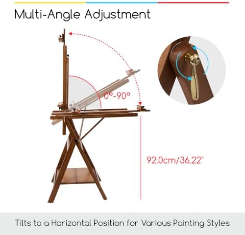 MEEDEN Large Studio Artist Easel: Heavy Duty H-Frame Easel for Painting | Wooden Artists Easel - Convertible Easel - Collapsible Floor Art Easel Stand for Adult, Craft, Office & Studio Walnut