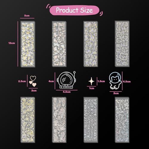 36 Sheets Kpop Holographic Decorative Laser Stickers - Glitter Photocard Stickers with Heart, Butterfly, Bubbles Designs for Arts, Crafts & Photocards