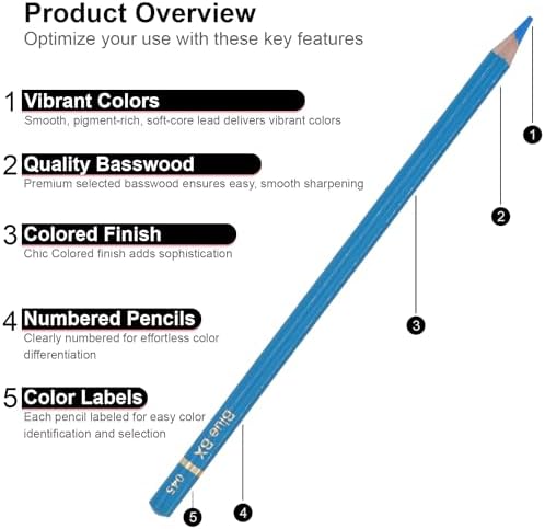 Colored Pencils for Adult Coloring Books, 72 Oil-Based Color Pencils, 3.8mm Soft Core, Vibrant Coloring Pencils in Tin Box for Adults, Professional Art Supplies forSketching, Blending and Layering.