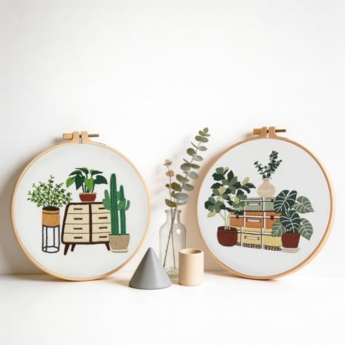 spicssa 2026 New Embroidery Set, Embroidery Kit for Beginners, Hand Needlepoint Kits for Adults with Pre-Stamped Patterns, 7.8-Inch Hoop, Threads & Needles, Step by Step Instructions