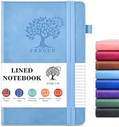 Lined Notebook 5.9"x8.5", Hardcover Leather Journal for Women Men,160 Pages | Medium Size 100 Gsm Writing Journal, Leather Journaling Notebooks for Work School Business Travel Note taking & Daily Diary