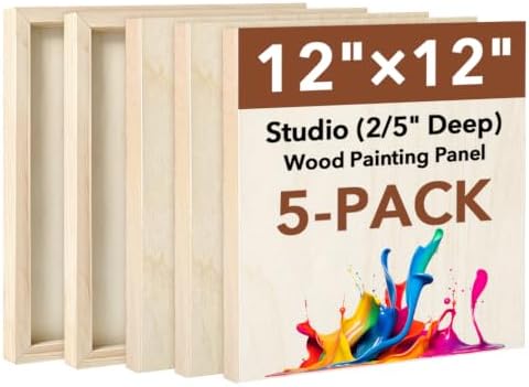 5 Pack Wood Canvas Boards for Painting, Unfinished Birch Cradle Boards