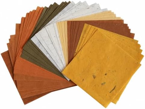 Natural Fiber Mulberry Tree,Banan Bark 6 x 6 Inches Square Origami Paper Arts Folding Craft, Decoration Paper,Writing Painting Square Folding Paper for DIY Crafts, 50 Sheets (Brown Tone, 6 x 6 Inch)