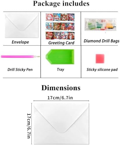 Diamond Art Painting Christmas Cards, 12 Pack DIY 5D Diamond Greeting Cards Kits for Adults Diamond Xmas Greeting Cards with Envelopes Gem Christmas Gifts for Families, Friends, Partners