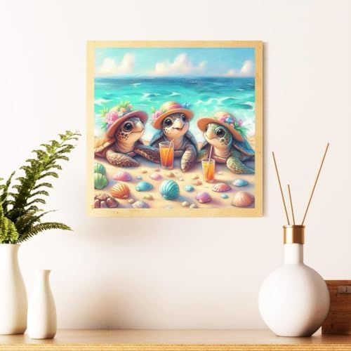 Turtle Diamond Art Kits for Adults Beginners, Diamond Painting Kit 14x14 in | Diamond Painting Kits for Adults Beginners, Gem Art, 5D Full Drill, DIY Arts and Crafts for Gift Home or Decor
