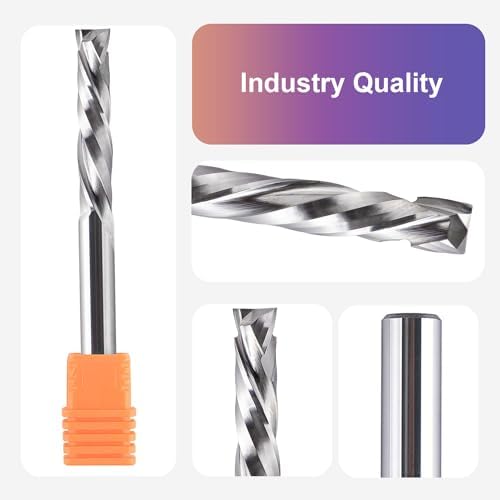 SpeTool Spiral Compression Router Bits 1/4" Shank,1-1/4Inch Cutting Length, Extra Long 3 Inch OVL,Carbide UP Down CNC Router Bits End Mill for Wood Mortises Carving Engraving