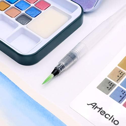 Artecho 18 Metallic Colors Watercolor Paint Set, Portable Travel Tin Box