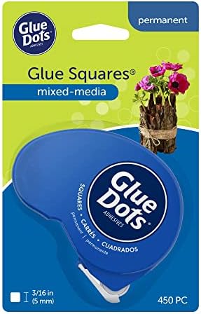 Glue Dots, Glue Squares Dot N' Go Dispenser, Double-Sided, 3/16", 450 Dots, Permanent, DIY Craft Glue Tape, Sticky Adhesive Glue Points, Liquid Hot Glue Alternative, Clear