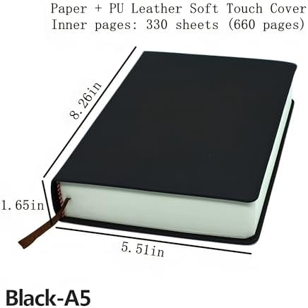 Thick Sketchbook 660 Pages Notebook Soft Faux Leather Cover Journal 80GSM Paper Notepad Drawing Book Memo Writing Sketch Pad Diary Notebook