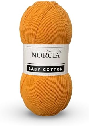 Baby Cotton, 55% Cotton 45% Acrylic Yarn, Fine/Sport (2) for Crochet and Knitting, Soft Amigurumi Yarn, 100 gr (361 yds)