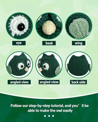Fortilo Crochet Kit for Beginners Green Owl