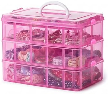 Guyuyii 3-Tier Stackable Bead Organizer - 30 Adjustable Compartments - Perfect Craft Storage Solution for Bead Organization, Jewelry Making and DIY Projects