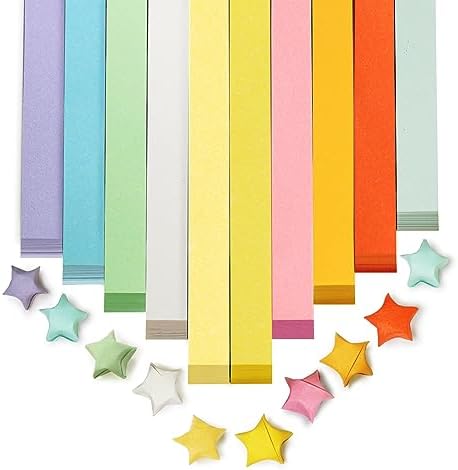 FoDau770 Solid Color Star Paper Strips - 1080 Sheet, 10 Colors