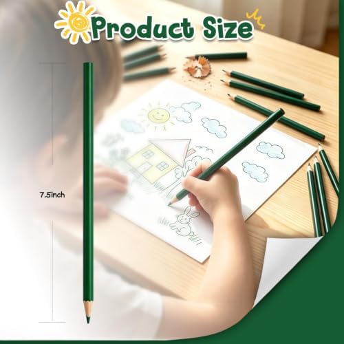 24 PCS Green Colored Pencils, Pre-sharpened Professional Wooden Art Pencils Set for Artists Painting | Premium Drawing Sketching Supplies