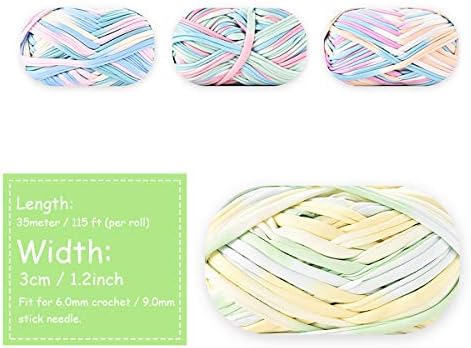 iSuperb 4 Pack Knitting Yarn Colorful Cloth T-Shirt Yarn Fabric Crochet Cloth for DIY Knitted Art Basket Bag - 400g