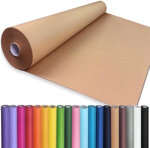 PerkHomy Brown Kraft Paper Roll 48" x 3,600" (300') for Gift Wrapping Bouquet Flower Art Painting Craft Writing Packaging Shipping 80GSM 55LB (Brown, 48" x 300')