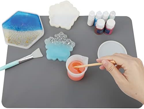Gartful 2 Pack Silicone Crafting Mats, 15.7" x 11.8" Silicone Mat for Crafts, Large Heat Resistant Sheet for Jewelry Casting Molds, Epoxy Resin, Painting, Counter Table Protector, Placemat, Dark Gray