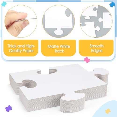 60 Pcs Blank Puzzle Pieces White 8 x 9 Inch DIY Crafts Kids Adult