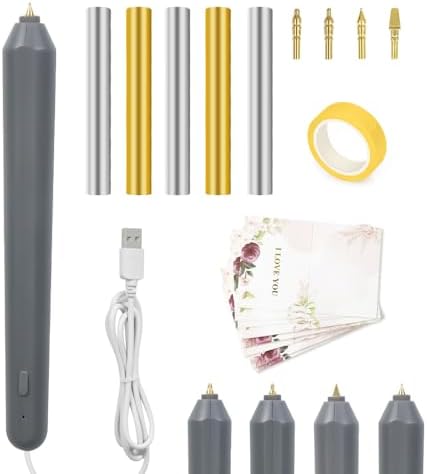 30Pcs Hot Foil Embossing Pen Set with Foil Quill Pen with 4 Size Metal Tips
