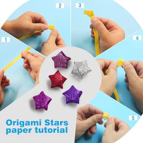 FoDau770 Glitter Star Paper Strips - 520 Sheet, Purple Series