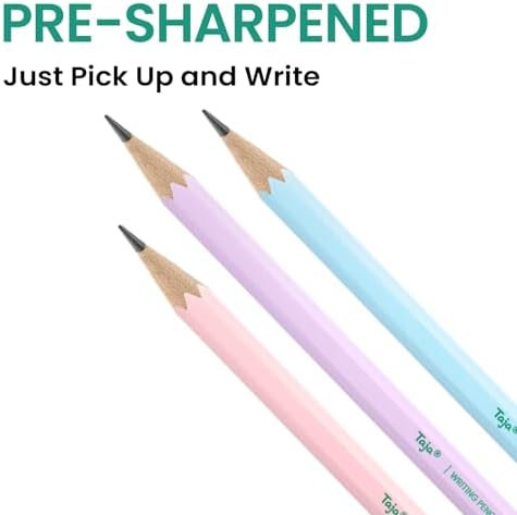 Taja 150 Pack Wood-Cased #2 HB Pencils, Bulk Pack Pre-Sharpened, Macaron