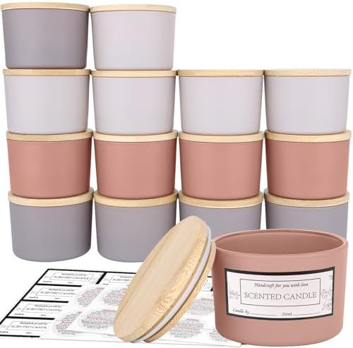 CONNOO 15 Pack 4oz Spring Glass Candle Jars with Airtight Bamboo Lids