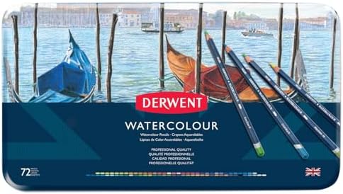 Derwent Colored Pencils, WaterColour, Water Color Pencils, Drawing, Art, Metal Tin, 72 Count (32889)