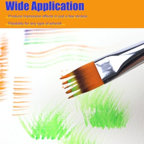 5PCS Grainer Brush Set – Flat Comb Rake Brushes for Acrylic Painting, Oil & Watercolor, Dual Layer Texture Paint Brushes for Wood Grain, Fur, Grass Effects, Short Handle