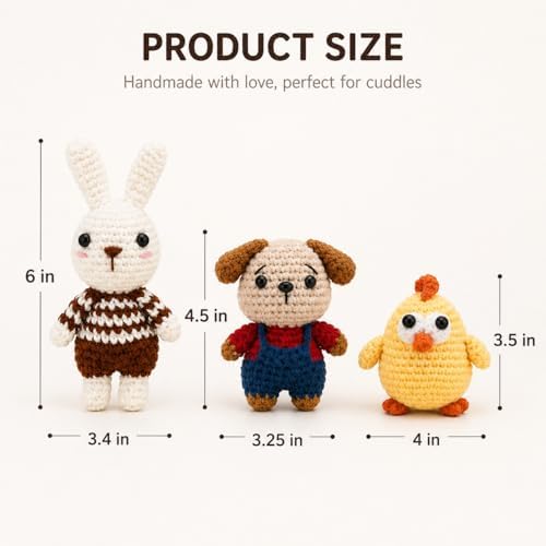 Xanlon Crochet Kit for Beginners,3pcs Animals Knitting Beginner Starter Kit