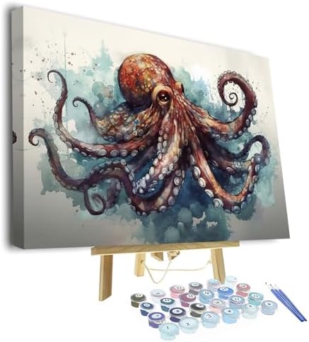 TUMOVO DIY Paint by Number Octopus and Tentacles of Octopus Paint by Numbers for Adults Abstract Adult Paint by Numbers Kids on Canvas Wall Art Paint by Numbers for Adults Beginner Framed 16x20 inch