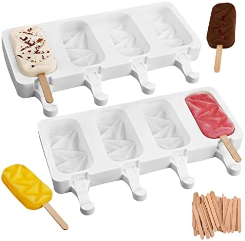 Sakolla 2 Pack 4 Cavities Diamond Shape Silicone Popsicle Molds