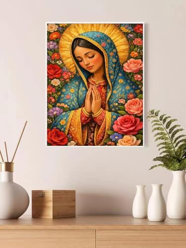 ARPADAMO Virgin Mary Rose Diamond Art Kit for Adult Diamond Painting12x16in